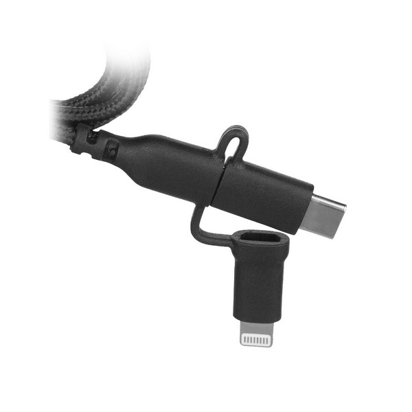 USB Cable to USB-C and Lightning Ewent EW1376 (1 m) Black - Image 2